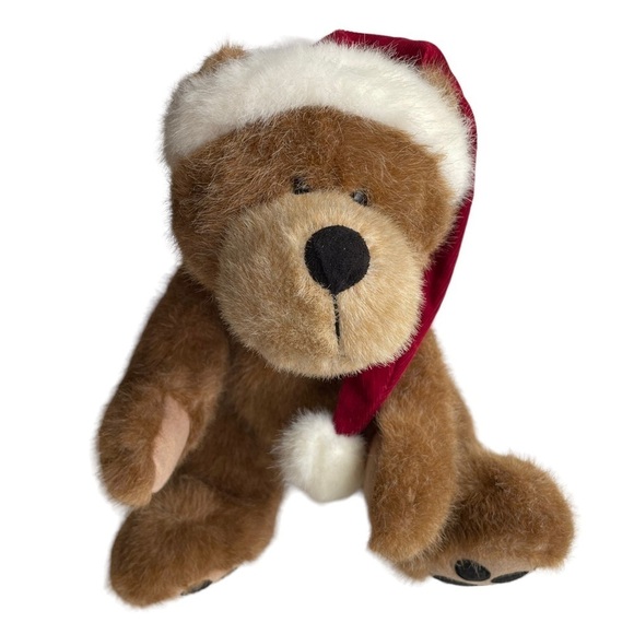 Boyds Bear Rare Grizzly Plush Stuffed Animal Toy Brown Red Santa Hat Large - Picture 1 of 17